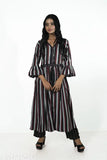 Striped Cotton Blend Anarkali Kurta with coordinated pant, versatile for casual or cultural events