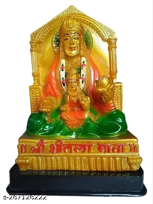 Polyresin Sheetla Mata Statue, Size7.5 inch, handmade decorative idol for home Pooja, brings wealth, health, peace, & happiness