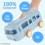 Blue Bus Shape Water Bottle with Removable Wheels - Leak-proof, BPA-free, Kids Toy for School or Home (500ml)