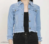 Trendy denim jacket, women's rough look, casual & college wear, India