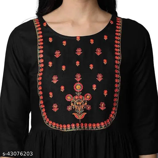 Rayon embroidered cotton kurti, elegant, comfortable, traditional Indian design for everyday and special occasions