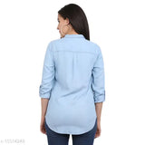 Solid lyocell denim shirt for girls/women, three-quarter sleeves, made in India