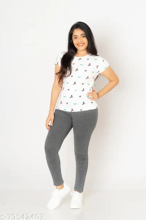 Premium cotton white short-sleeve t-shirt, printed with vibrant design. 180 GSM, size L (Bust 36", Length 25"). Made in India