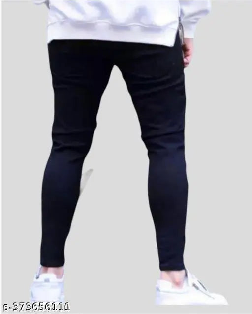 Men's black denim KING jeans, latest designer style in slim fit - size 28, 30, 32 (India origin)