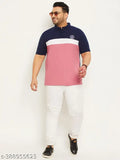 Indian-made cotton blend colorblocked short sleeve t-shirt with logo on chest
