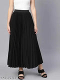 Stylish crepe western skirt for women, solid pattern in shades of brown and beige, size 26-38, Indian origin