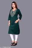 Woolen kurtis women & girls, three-quarter sleeves, embroidered pattern, winter wear, comfortable & trendy, wool fabric, India origin