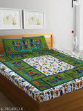 Gangor Green & Trendy Cotton Bedsheets & Pillow Covers (2 sets), perfect for summer, ideal for adults