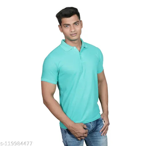 Maroon and Aqua Green Mooseberry Men's Polo T-Shirt Combo Pack, comfortable polycotton regular fit half sleeve without pocket