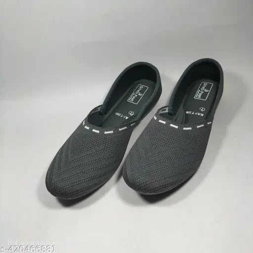 Grey mesh Punjabi juti, PVC soles slip-on women's shoe from India