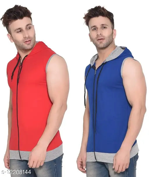 Navy blue sleeveless Geum men's solid t-shirt, India-made fashion apparel for summer casual wear
