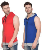 Navy blue sleeveless Geum men's solid t-shirt, India-made fashion apparel for summer casual wear