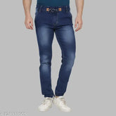 Branded cotton blend solid jogger fit jeans, stylish and comfortable for a modern look