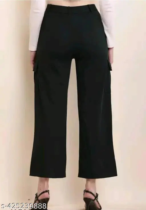 Classic cotton lycra trousers for women, solid net design, available in sizes S-XL