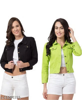 Cotton blend solid colored jacket, long sleeves, sizes S & M for women, India origin