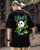 Black cotton Adel Men's front and back printed t-shirt, featuring three-quarter sleeves and round neck. Soft, breathable, and durable for all weather. Made in India
