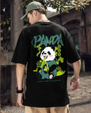 Black cotton Adel Men's front and back printed t-shirt, featuring three-quarter sleeves and round neck. Soft, breathable, and durable for all weather. Made in India