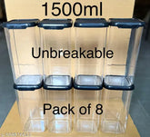 Unbreakable, airtight 1500ml plastic kitchen storage containers and jars (pack of 8), ideal for food organization in the pantry