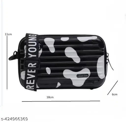 Multi-color printed acrylic sling bag with bear design, premium quality and spacious pocket