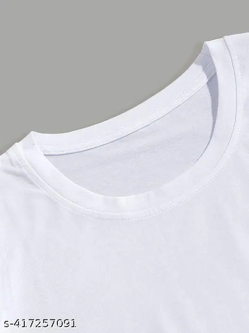 White polyester crop top with "Love" print for girls' wardrobe, short sleeves and round neck