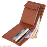 Solid faux leather men's wallet, Min10 card slots, 3 compartments, free size (12cm x 9cm), premium quality, India origin