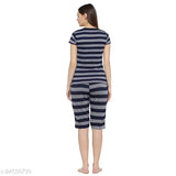 Multicolor printed cotton blend nightsuits for women, rich combed cotton for a luxurious feel, skin-friendly fabric for comfort