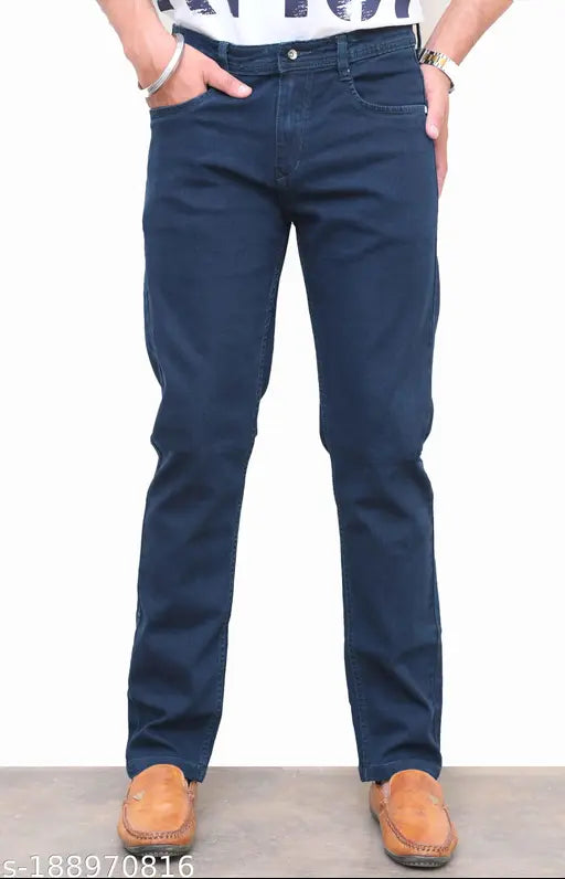 Men's silky denim green jeans, solid pattern, size 30 (waist 31", length 42", hip 35"). High-quality Indian-made denim pants