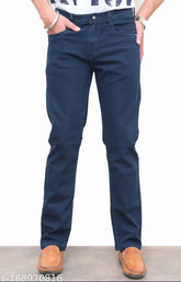 Men's silky denim green jeans, solid pattern, size 30 (waist 31", length 42", hip 35"). High-quality Indian-made denim pants