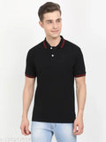 Black Masculino Latino Men's Solid Cotton Polo T-Shirt, short sleeves, premium quality, bio washed, 220 GSM, machine washable, India origin