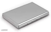 Stylish leather wallet, sturdy stainless steel card holder, holds 7 cards & 3 folded bills. Classic accessory for business, travel, shopping, daily use. Indian origin