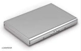 Stylish leather wallet, sturdy stainless steel card holder, holds 7 cards & 3 folded bills. Classic accessory for business, travel, shopping, daily use. Indian origin