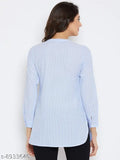 Striped rayon cotton tunic by Tufafi's Mandarin Neck, three-quarter sleeves, size S-XXL for versatile casual or office wear, Made in India