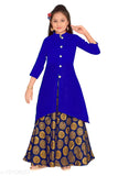 Girls pack of 2 Art Silk lehengas with Jacquard stitch, three-quarter sleeves, solid and jacquard patterns, for ages 4-15 years, Indian origin