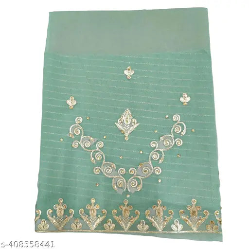 Embroidered Georgette Rajputi Poshak for women, featuring choli, dupatta, and lehenga. High-quality Indian craftsmanship with Aari and stone work