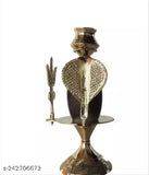 Brass gold brown Haridwar Divine Narmadeshwar Shiva Ling with Trishul decorative showpiece, Indian temple art on display. (6cmL x 6cmB x 7cmH)