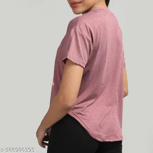 Women's round neck dry fit gym sports T-shirt in vibrant colors, 100% polyester elastane for year-round wear