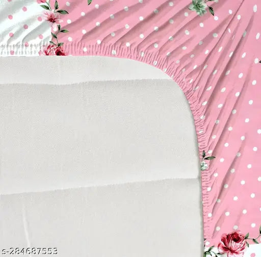 Ritika Creations Glace Cotton Floral Fitted Double Bedsheet Set (72X78*8), elastic corners & 8-inch skirt, with 2 pillow covers (17X27) - summer bedroom decor in India