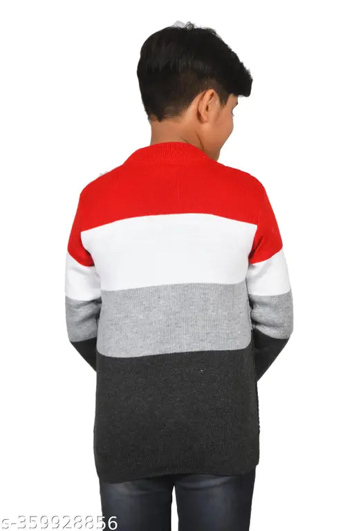 Woolen kid's sweater (pack of 1), self-design, long sleeves, 8-12 years old, handcrafted Indian knitwear