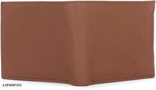 Tan PU leather men's casual travel formal wallet, regular size (10 card slots), solid pattern design