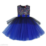 Multicolor net frock dress for kids, embellished party wear with back zipper, India origin