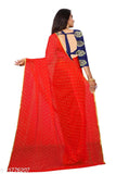Redfish embellished chiffon saree with separate jacquard blouse, Indian fashion on display