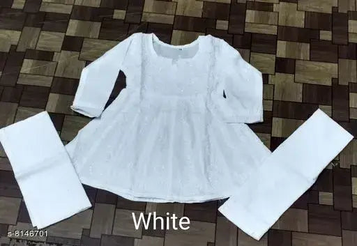 Attractive cotton girls kurta salwar set with embroidered dupatta, three-quarter sleeves, for children aged 0-1 to 9-10 years (sizes: 0-1, 1-2, 3-4, 4-5, 5-6, 9-10). Made in India