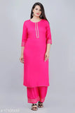 Rayon MAUKA Women Gota Work Kurta Plazzo Set, three-quarter sleeves solid color traditional Indian outfit for women, single set in sizes XS-5XL made in India