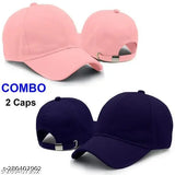 Cotton baseball caps: Plain pink, plain blue, black - adjustable design, sweat-proof, unisex, summer essential, pack of 2 - Phirsein brand