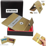 Leather wallet for men, beige PU leather gents purse with magnet lock, featuring 2 compartments