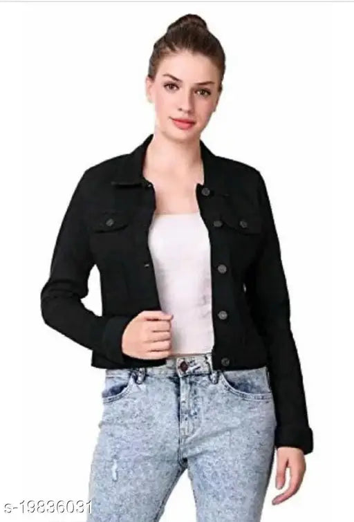 Solid denim women's jacket from India, trendy denim style for women's fashion