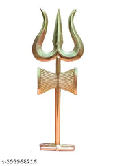 Golden brass Shiva Trishul sculpture, 11cm tall, ideal for home, office, or car dashboard, perfect gift for positive energy and spiritual decor