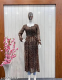 Georgette kurtis, long-sleeved printed Indian kurta with single sizes S to XXL