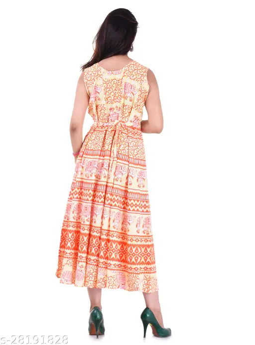 Rayon sleeveless printed combo kurti, free size women's maxi from India