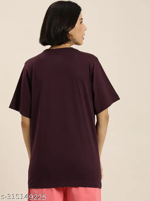 Maroon cotton oversized typography Dillinger t-shirt, short sleeves printed design for stylish fit